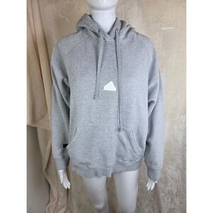 Adidas Future Icons Logo Hoodie Heather Grey Womens Large Pullover Sweatshirt